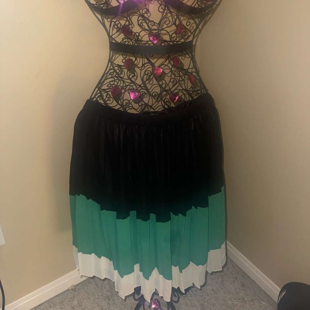 ModCloth Black and Teal Pleated Skirt